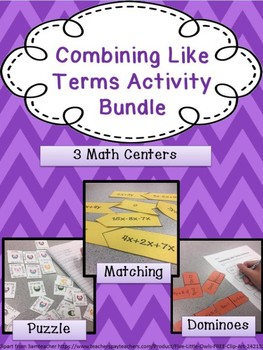 Preview of Combining Like Terms Activity Bundle: No Negatives