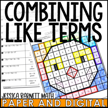 Preview of Combining Like Terms Activity Coloring Worksheet December