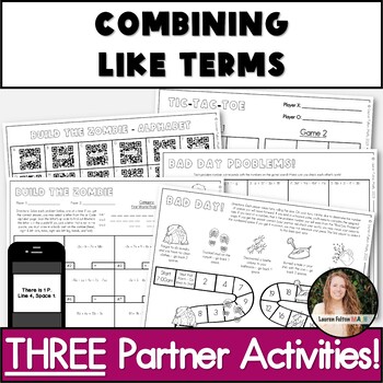 Preview of Combining Like Terms Activity | Partner Activities FREE