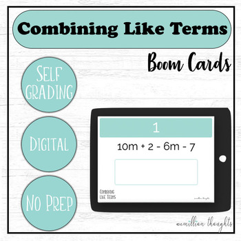 Preview of Combining Like Terms BOOM Cards