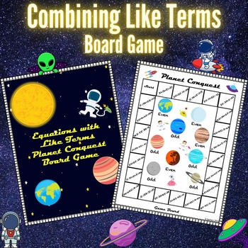 Preview of Combining Like Terms Board Game Worksheet: 6th, 7th, and 8th Grade Math Activity