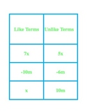 Combining Like Terms Card Sort