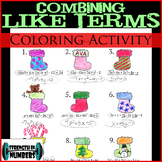Combining Like Terms Christmas Holiday Stocking Coloring Activity