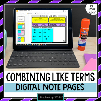 Preview of Combining Like Terms Digital Interactive Notebook Pages for Google Drive™