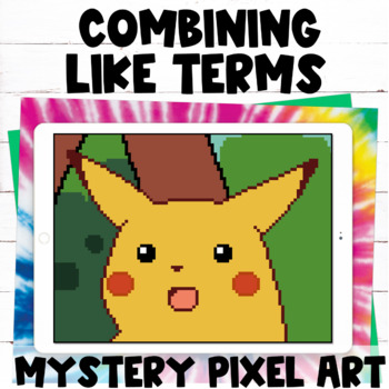Combining Like Terms Digital Pixel Art Activity - Pikachu Meme