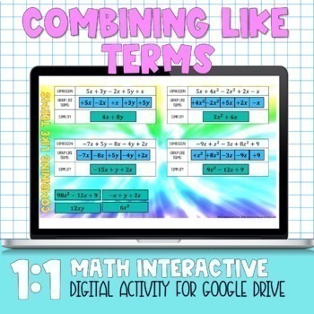 Preview of Combining Like Terms Digital Practice Activity