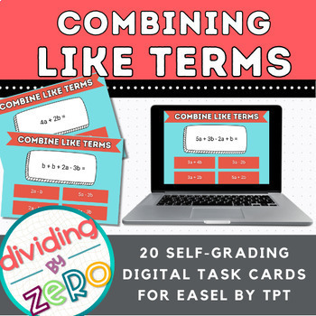 Preview of Combining Like Terms: Digital Task Cards