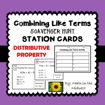 Preview of Combining Like Terms Distributive Property Activity {Simplifying Expressions}