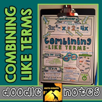 Preview of Combining Like Terms Doodle Notes
