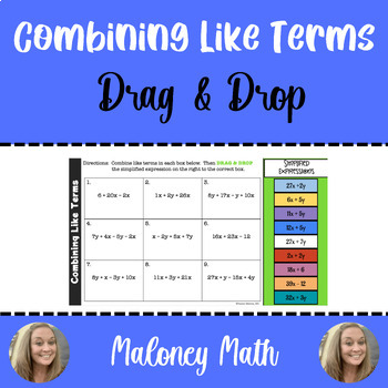 Preview of Combining Like Terms Drag & Drop Activity
