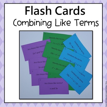 Preview of Combining Like Terms Flash Cards  6.EE.3