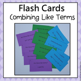 Combining Like Terms Flash Cards  6.EE.3