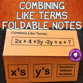 Combining Like Terms Foldable Notes for Interactive Notebook