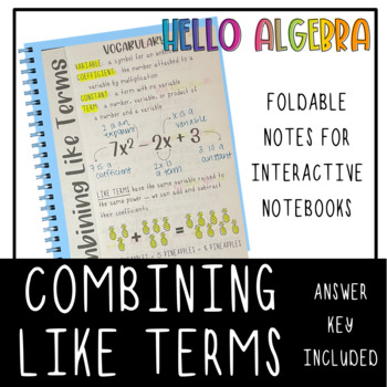 Preview of Combining Like Terms Foldable Notes for Interactive Notebooks