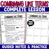 Combining Like Terms Guided Lesson Notes Skills Practice &
