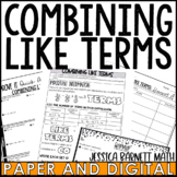 Combining Like Terms Guided Notes Homework Warm Ups Exit Tickets