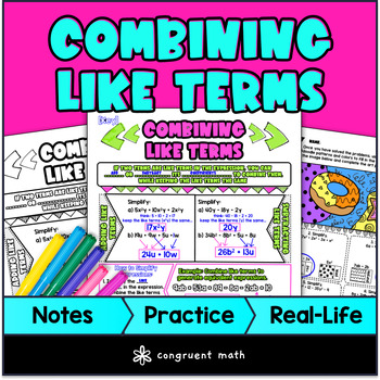Preview of Combining Like Terms Guided Notes & Doodles | Simplify Expressions