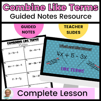 Preview of Combining Like Terms | Guided Notes & Teacher Slides