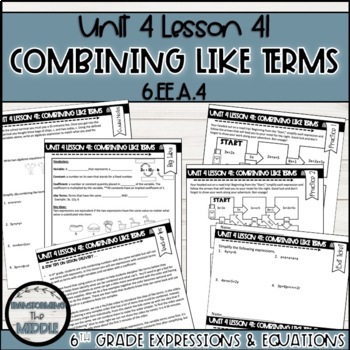 Preview of Combining Like Terms Lesson | 6th Grade Math