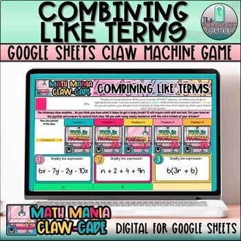 Preview of Combining Like Terms (Linear) - Digital Self Checking Retro Game Activity