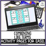 Combining Like Terms Matching Activity Puzzle For Easel