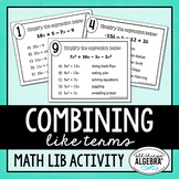 Combining Like Terms Math Lib
