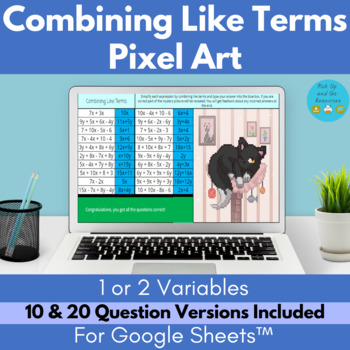 Combining Like Terms Digital Pixel Art Activity - Pikachu Meme