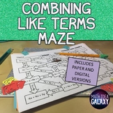 Combining Like Terms Activity - Maze Printable and Digital