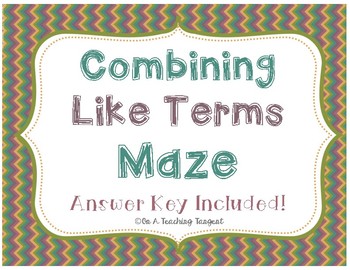 Preview of Combining Like Terms Maze