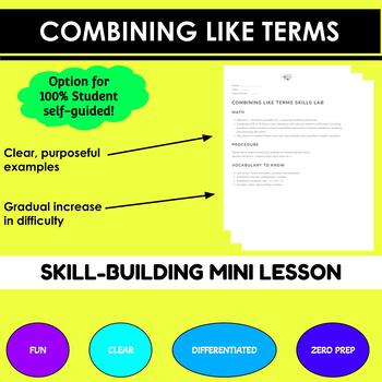 Preview of Combining Like Terms Mini-Lesson