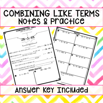 Preview of Combining Like Terms Notes & Guided Practice