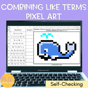 Combining Like Terms Digital Pixel Art Activity - Pikachu Meme