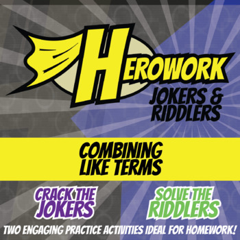 Preview of Combining Like Terms Printable Activities - Herowork Worksheets