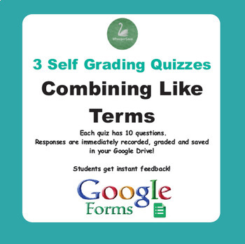 Preview of Combining Like Terms - Quiz with Google Forms