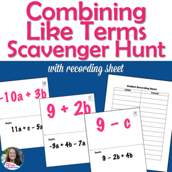 Preview of Combining Like Terms Scavenger Hunt Activity with Integers