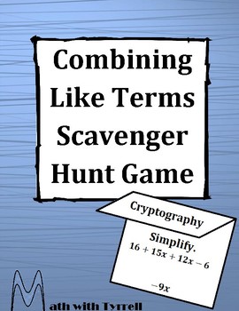 Preview of Combining Like Terms Scavenger Hunt Game