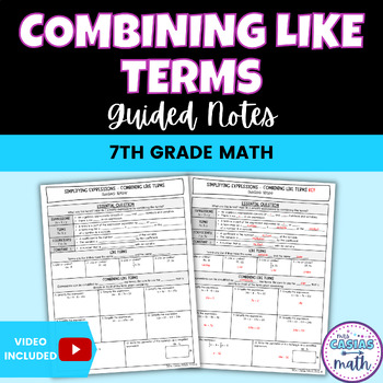 Preview of Combining Like Terms Simplifying Algebraic Expressions Guided Notes Lesson