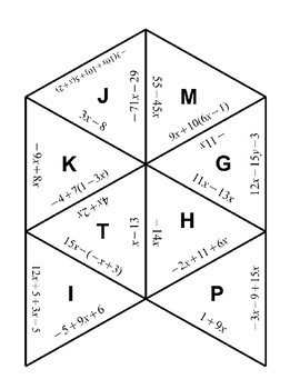 Combining Like Terms Tarsia Puzzle by Funrithmetic | TpT