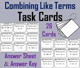Distributive Property and Combining Like Terms Task Cards 