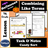 Combining Like Terms Task & Guided Notes | Halloween Math 