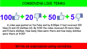 Preview of Combining Like Terms Visual Opener, Transition Activity or Exit Ticket