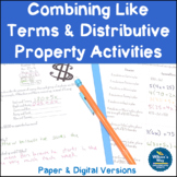 Combining Like Terms & Distributive Property Activities