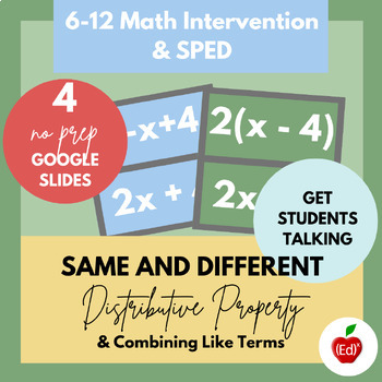 Preview of Combining Like Terms and Distributive Property Activity