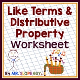 Combining Like Terms and Distributive Property Riddle Worksheet