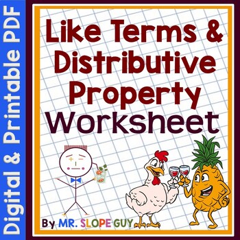Preview of Combining Like Terms and Distributive Property Worksheet