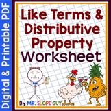 Combining Like Terms and Distributive Property Worksheet