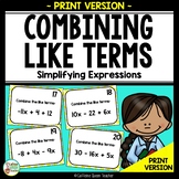 Combining Like Terms and Simplifying Expressions EDITABLE 