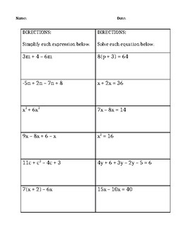 Fabulous Combining Like Terms Printable Worksheets | Russell Website