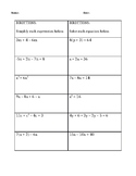 Combining Like Terms and Solving Equations Worksheet