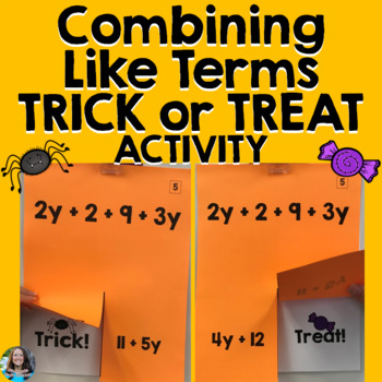 Preview of Combining Like Terms (no negatives) Halloween Activity TRICK or TREAT
